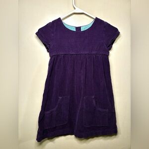 Mini Boden Violet Purple Corduroy Dress Size 7/8 Girls A line Pleated Church